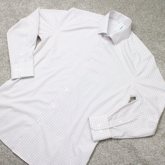 State & Liberty Shirt Men Medium Red/White Athletic Fit 4 Way Stretch L/S Button - Picture 4 of 15